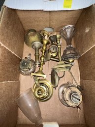 Lot Of Misc. Kerosine Lamps And Candle Sticks Lot Of Misc. Kerosine Lamps And Candle Sticks