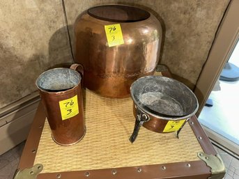 Lot Of (3) Copper Items: Footed Bowl, Mug,  Vase