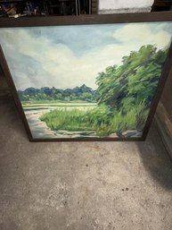 Oil Painting - Landscape, Unsigned, Some Damage To Oil Painting - Landscape, Unsigned, Some Damage To Canvas, 23'x28'