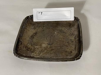 Sterling Tray, Scratched, Monogrammed, 5' Square, 3.2 Troy Oz