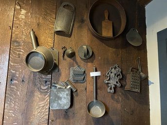 Small Kitchen Wares Including Trivets,  Shifters, Ladle, Cheese Core, Ice Cream  Scoop, Etc.