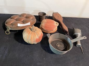 Lot Of Kitchen Tools & (2) Pumpkins