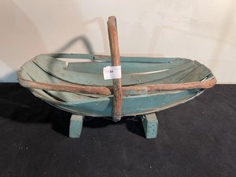 Fruit Basket 22' Long X 12' Deep X 7' Tall  With 12' Tall To The Top Of Handle, Broken  Wood