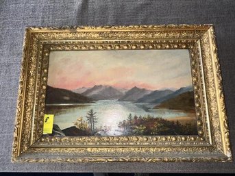Painting, Oil On Canvas, Some Craquelure, Inscribe Painting, Oil On Canvas, Some Craquelure, Inscribed On Reverse Lake George NY, Frame In Poor Condition, 12'Tx19'W, 3' Frame