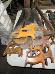Lot Of Hand Tools - Hand Saws, C Clamp, Wood Clamp Lot Of Hand Tools - Hand Saws, C Clamp, Wood Clamp, Pipe Wrench