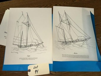 Lot Of Approx 200 Prints By F.S. Cozzens, All Sailboat Prints, (8) Per Portfolio