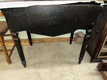 Painted Black Table With One Drop Leaf 29.5' Tall X 22' Deep X 33' Wide