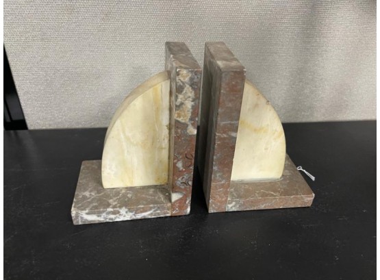 Pair Of Marble Bookends 6' Tall X 4.5' X 3.5'