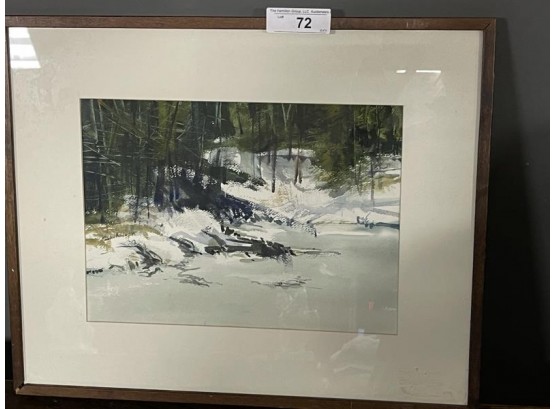 Winter Landscape Watercolor Signed Lower Left Sister Maria S.P.