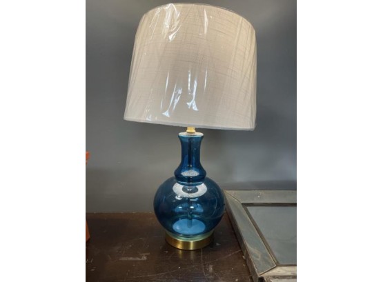 Blue Table Lamp W/ Like New Shade