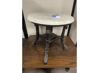 Low Marble Top Stand Carved Base