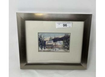 Winter Landscape Watercolor Singed By Maria Joseph Nace, 3.5'tall X 5.5' W/ 3.5' Matt & Frame