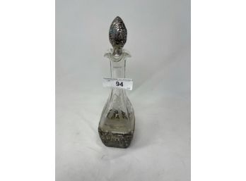 Etched Decanter W/ Overlay Stamped Germany @ Touch Marks, 12.5' Tall