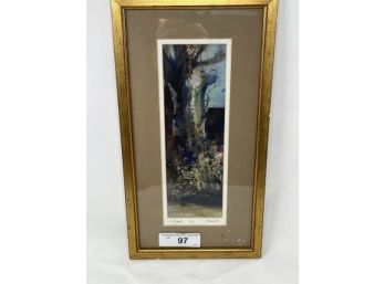 Landscape Watercolor Signed By Maria Joseph Nace, 3.5:' Tall X 5.5' W/ 3/14' Matt & Frame
