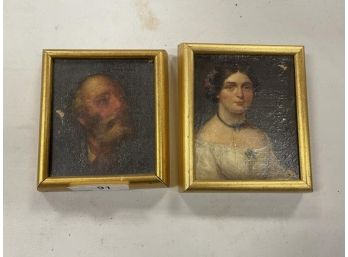 (2) Early Paintings Portrait Of Man & Lady