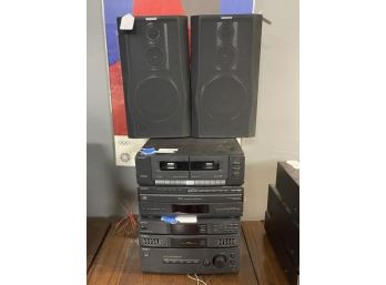Sony Cassette Player, Sony Disc Player, Pair Of Sony Speakers, No Remotes