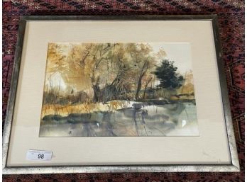 Landscape Watercolor Singed Maria Joseph Nace, 11.5't X 17.5' W/ 3 3/4 Matt & Frame