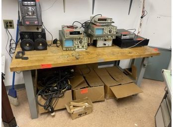 Work Table, Wooden Top, Metal Legs, 72' L X 30' W X 32' H