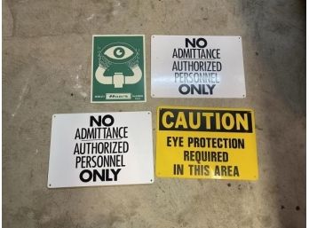 4 Signs Eye Wash, No Admittance & Caution