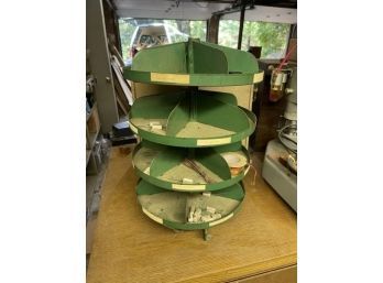 Vintage Green Small Rotating Parts Shelf Caddy With Four Shelves