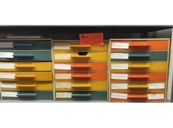 Lot Of (3) Multicolor Plastic Small Parts Drawers With Diodes