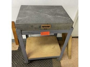 Granite Surface Plate On Metal Rolling Cart With Bottom Shelf
