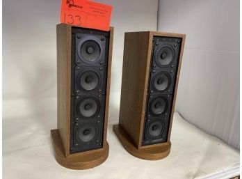 Pair Of Speakers In Wood Case, Designed By Dick Sequerra, Line Source Model 10-4