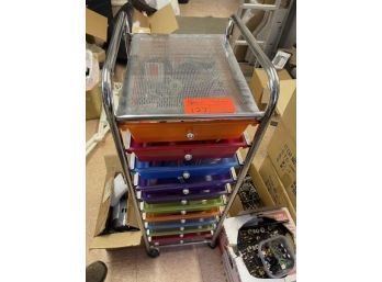 Rolling 10 Multi Drawer Cart With Miscellaneous Tools, Pliers, Paintbrushes
