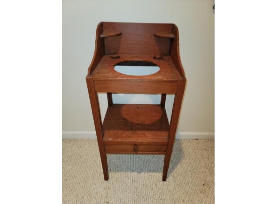 Wash Stand, Lower Drawer, Painted Red, Pine, Top Has Two Splits, 17' X 15' X 38' H
