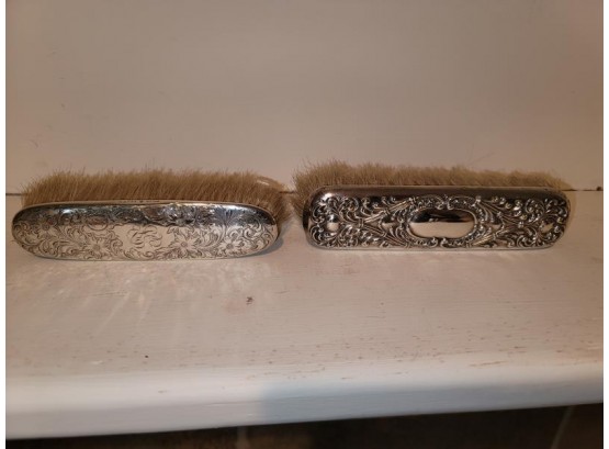 2 Sterling Brushes, One Monogrammed, 5.5' L And 6' L