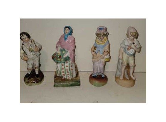 4 Figurines, 2 Bisque And 2 Porcelain, Approx. 7' H