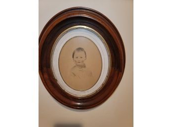 Photo Of Child, In Oval Black Walnut Frame, 15' X 12'
