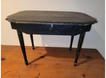 Child's One Drawer Table, Stenciled Top, Worn Paint, Scratched, Damaged Legs, 17' W X 24' L