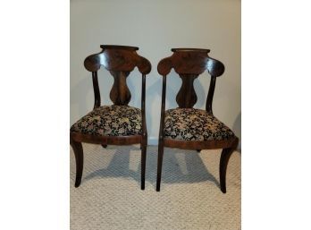 Pair Of Empire Side Chairs, Urn Back, Chinese Upholstered Seats