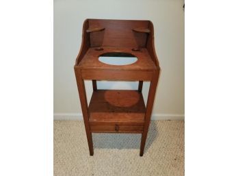 Wash Stand, Lower Drawer, Painted Red, Pine, Top Has Two Splits, 17' X 15' X 38' H