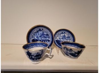 2 Canton Cups And Saucers