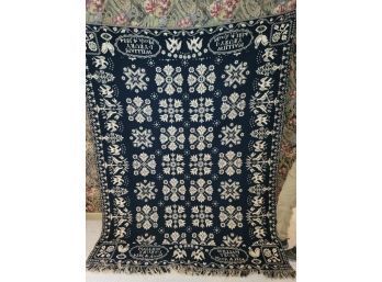 2 Piece Blue And White Coverlet Dated March 4, 1834, 'D.D. Haring, William I Yeury, Tappan,' Floral, Star, Roo