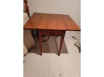 Drop Leaf Table, One Drawer, Refinished Cherry, Split Top