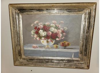 Still Life, Oil On Canvas Of Vase Of Flowers, Signed Lower Left T. Vausawik?, Frame Is In Poor Shape, 12' X 16