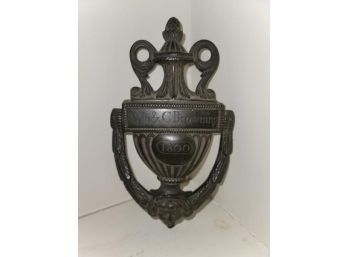 Brass Door Knocker, Painted Black, 'Wm & C Browning 1800', 8' X 4.5'