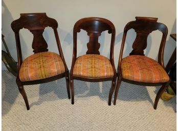 3 Empire Side Chairs, Matching Upholstered Cushions