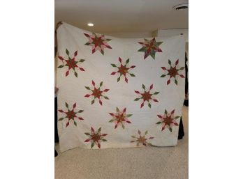 Star Quilt, Water Stained, 87' X 86'