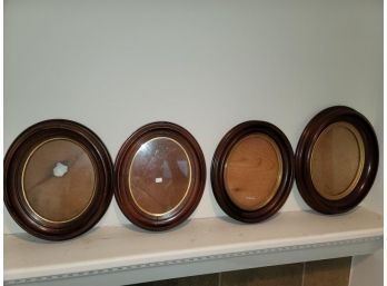 4 Black Walnut Frames, Oval, With Gold Liner And Glass, Various Sizes
