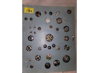 Lot - 1 Sheet Of Assorted Buttons, Some Cloisonne, Some Porcelain
