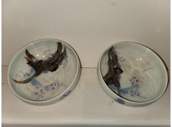 2 Oriental China Bowls, Some Discoloration On Interior, 6.5' Dia.