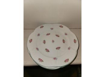 4 'Shelley' Plates, Made In England, 'Rosebud' Pattern, 8' Dia