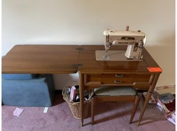 Sewing Machine Table With Singer Sewing Machine &