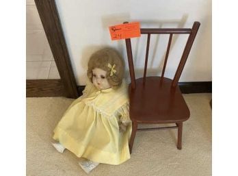 Child's Chair & Composition Doll