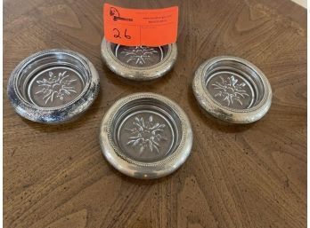 Lot Of (4) Sterling Rim Coasters