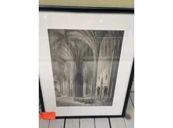 Etching, Framed Cathedral, Lewis Orr, #62, Common